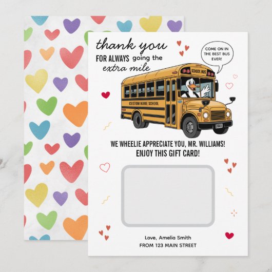 Valentijnsdag Schoolbuschauffeur Cadeau Kaarthoude Bedankkaart (Voorkant / Achterkant)