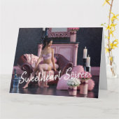 Valentijnsdag Schoonheid in Ondergoed op de Bank Kaart (Gele Bloem)