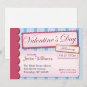 Valentijnsdag Scrapbook Blue Stripe Invitations Kaart (Voorkant / Achterkant)
