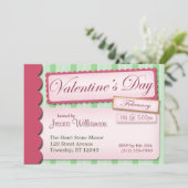 Valentijnsdag Scrapbook Green Stripe Uitnodigingen (Staand voorkant)