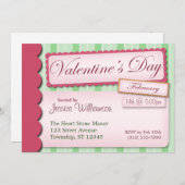 Valentijnsdag Scrapbook Green Stripe Uitnodigingen (Voorkant / Achterkant)