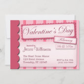 Valentijnsdag Scrapbook roze Stripe uitnodigingen (Voorkant)