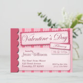 Valentijnsdag Scrapbook roze Stripe uitnodigingen (Staand voorkant)