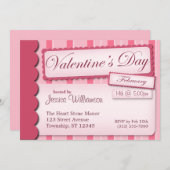 Valentijnsdag Scrapbook roze Stripe uitnodigingen (Voorkant / Achterkant)