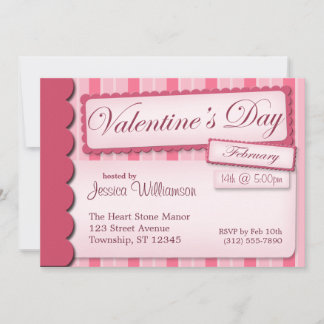 Valentijnsdag Scrapbook roze Stripe uitnodigingen