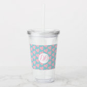 Valentijnsdag Scribble Hearts Monogram Acryl Drinkbeker (Voorkant)