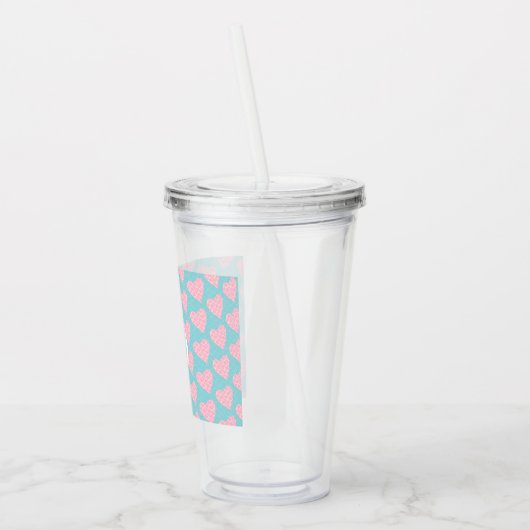 Valentijnsdag Scribble Hearts Monogram Acryl Drinkbeker (Links)