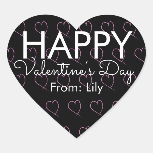 Valentijnsdag Scribble Hearts roze zwart Hart Sticker (Voorkant)