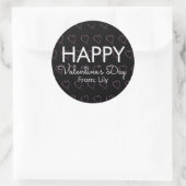 Valentijnsdag Scribble Hearts roze zwart Ronde Sticker (Tas)