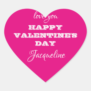 Valentijnsdag Script Naam Schattige Hot Pink Hart Sticker