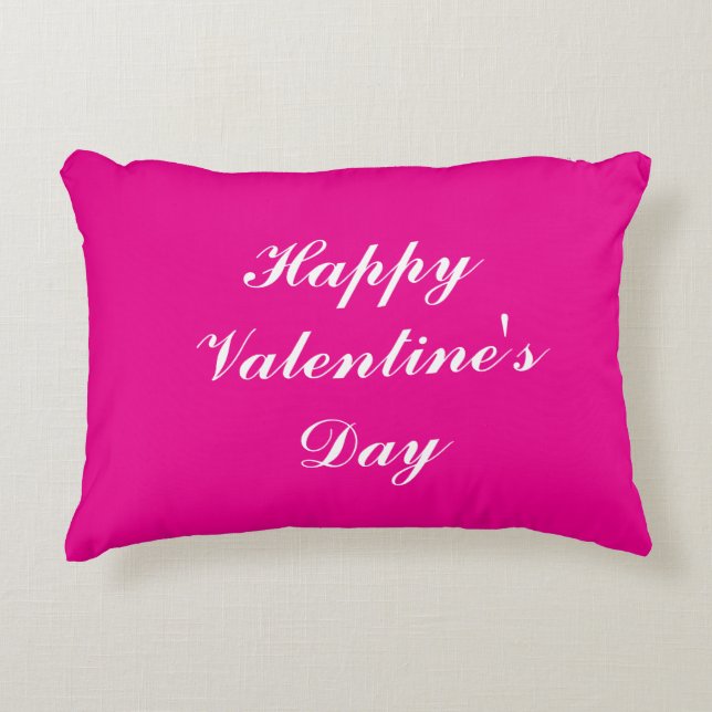 Valentijnsdag Script Romantisch Hot Pink Schattige Accent Kussen (Voorkant)