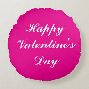 Valentijnsdag Script Romantisch Hot Pink Schattige Rond Kussen