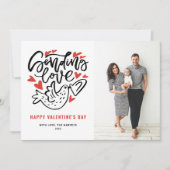 Valentijnsdag Sending Love Calligraphy Photo Feestdagenkaart (Voorkant)