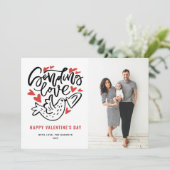 Valentijnsdag Sending Love Calligraphy Photo Feestdagenkaart (Staand voorkant)