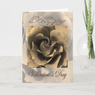 Valentijnsdag Sepia Roos Feestdagen Kaart