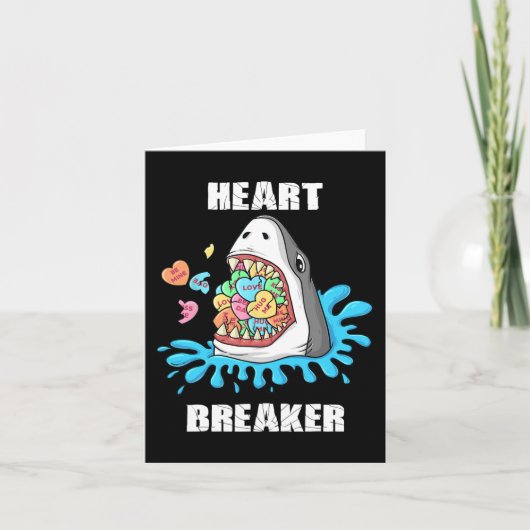 Valentijnsdag Shark Heart Breaker Fun Boys Kinder Kaart (Voorkant)