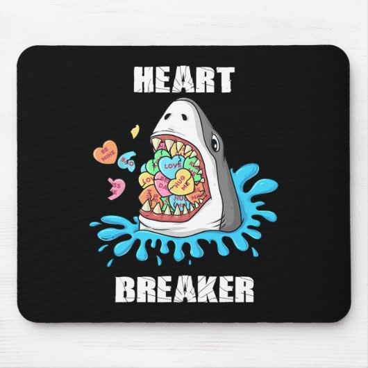 Valentijnsdag Shark Heart Breaker Fun Boys Kinder Muismat (Voorkant)