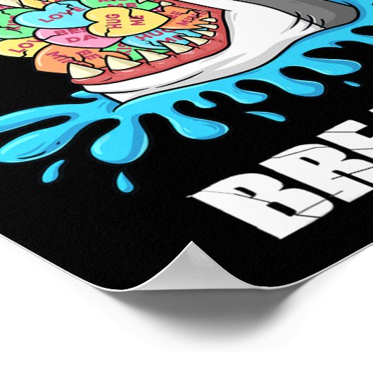 Valentijnsdag Shark Heart Breaker Fun Boys Kinder Poster (Hoek)