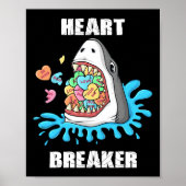 Valentijnsdag Shark Heart Breaker Fun Boys Kinder Poster (Voorkant)
