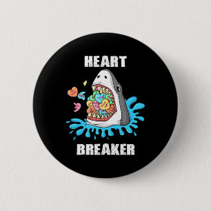Valentijnsdag Shark Heart Breaker Fun Boys Kinder Ronde Button 5,7 Cm