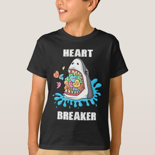 Valentijnsdag Shark Heart Breaker Fun Boys Kinder T-shirt (Voorkant)