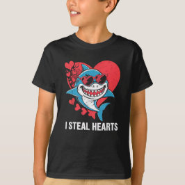 Valentijnsdag Shark I Steal Hearts Funny Shark T-shirt