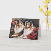Valentijnsdag Sheltie Kaart (Gele Bloem)