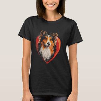 Valentijnsdag Shetland Sheepdog Vector T-shirt