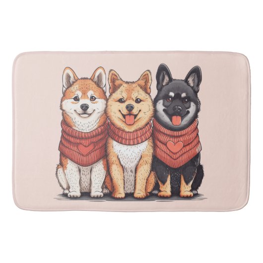 Valentijnsdag Shiba Inu Dogs Badmat (Voorkant)