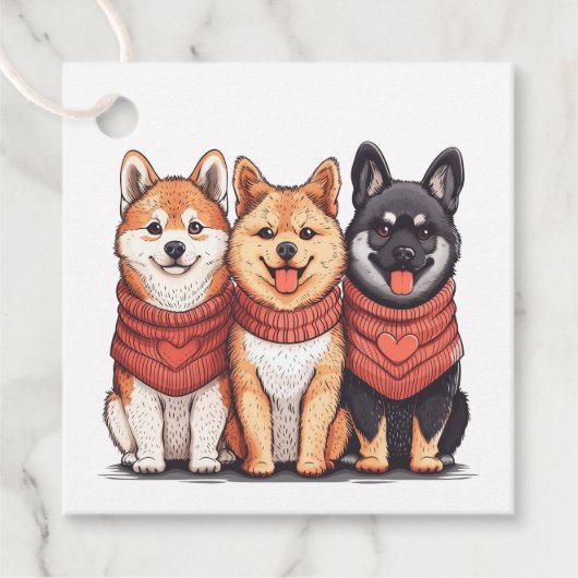 Valentijnsdag Shiba Inu Dogs Bedankjes Labels (Voorkant)
