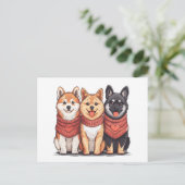 Valentijnsdag Shiba Inu Dogs Briefkaart (Staand voorkant)