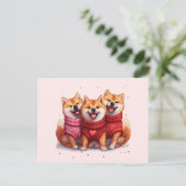 Valentijnsdag Shiba Inu Dogs Briefkaart (Staand voorkant)