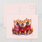 Valentijnsdag Shiba Inu Dogs Briefkaart (Voorkant / Achterkant)