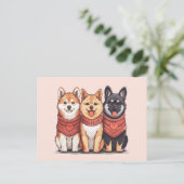 Valentijnsdag Shiba Inu Dogs Briefkaart (Staand voorkant)