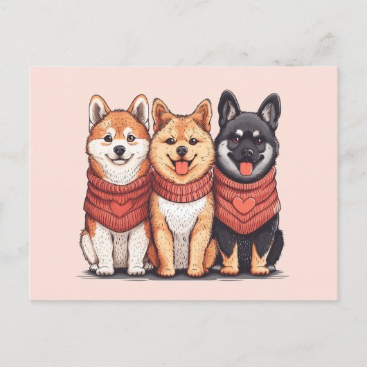 Valentijnsdag Shiba Inu Dogs Briefkaart (Voorkant)