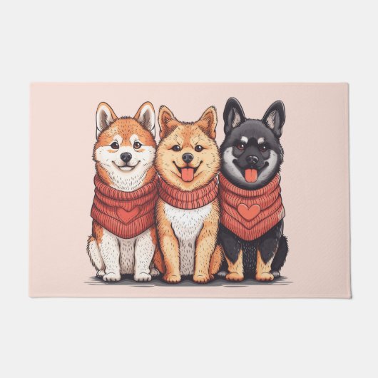 Valentijnsdag Shiba Inu Dogs Deurmat (Voorkant)