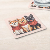 Valentijnsdag Shiba Inu Dogs Kartonnen Onderzetters (Schuin)