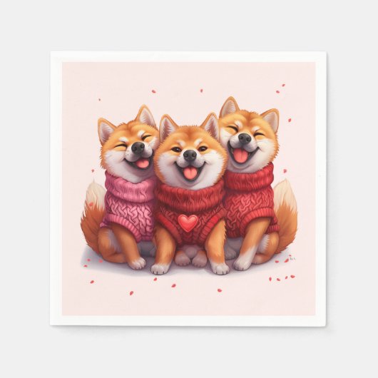 Valentijnsdag Shiba Inu Dogs Servet (Voorkant)