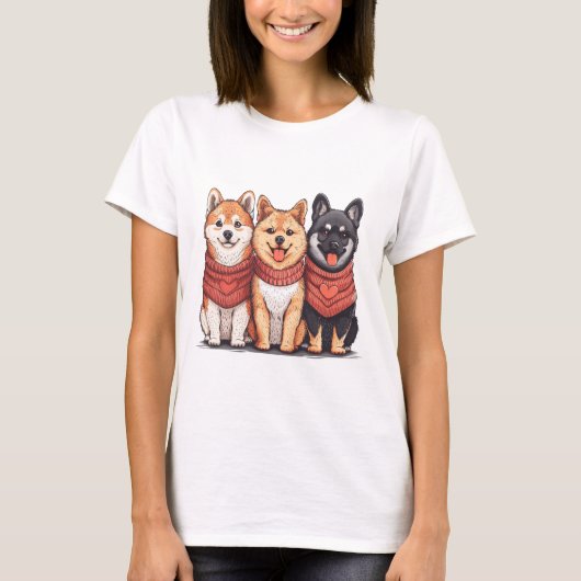 Valentijnsdag Shiba Inu Dogs T-shirt (Voorkant)