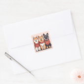 Valentijnsdag Shiba Inu Dogs Vierkante Sticker (Envelop)