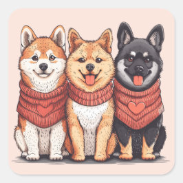 Valentijnsdag Shiba Inu Dogs Vierkante Sticker