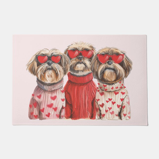 Valentijnsdag Shih Tzu Dogs Deurmat (Voorkant)