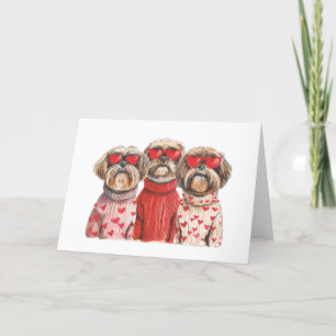 Valentijnsdag Shih Tzu Dogs Feestdagen Kaart