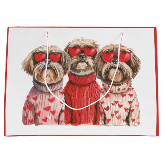 Valentijnsdag Shih Tzu Dogs Groot Cadeauzakje (Voorkant)