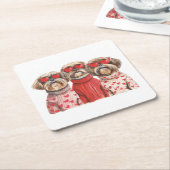 Valentijnsdag Shih Tzu Dogs Kartonnen Onderzetters (Schuin)