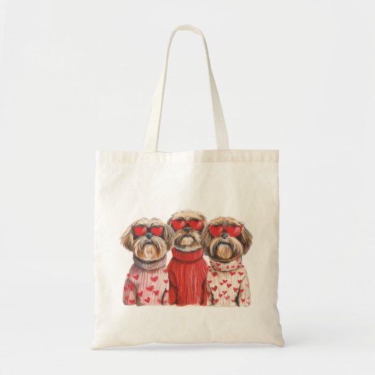Valentijnsdag Shih Tzu Dogs Tote Bag (Voorkant)