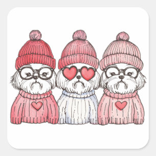 Valentijnsdag Shih Tzu Dogs Vierkante Sticker