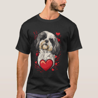 Valentijnsdag Shih Tzu Hond Vector T-shirt