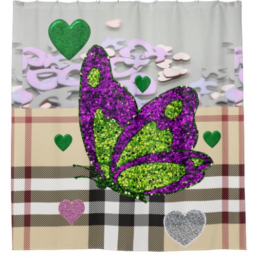 Valentijnsdag Shower Curtain, Butterfly Douchegordijn (Voorkant)