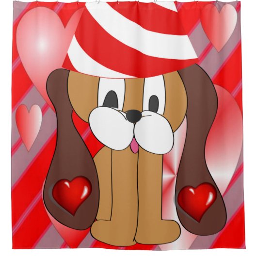 Valentijnsdag Shower Curtain, Dog Douchegordijn (Voorkant)